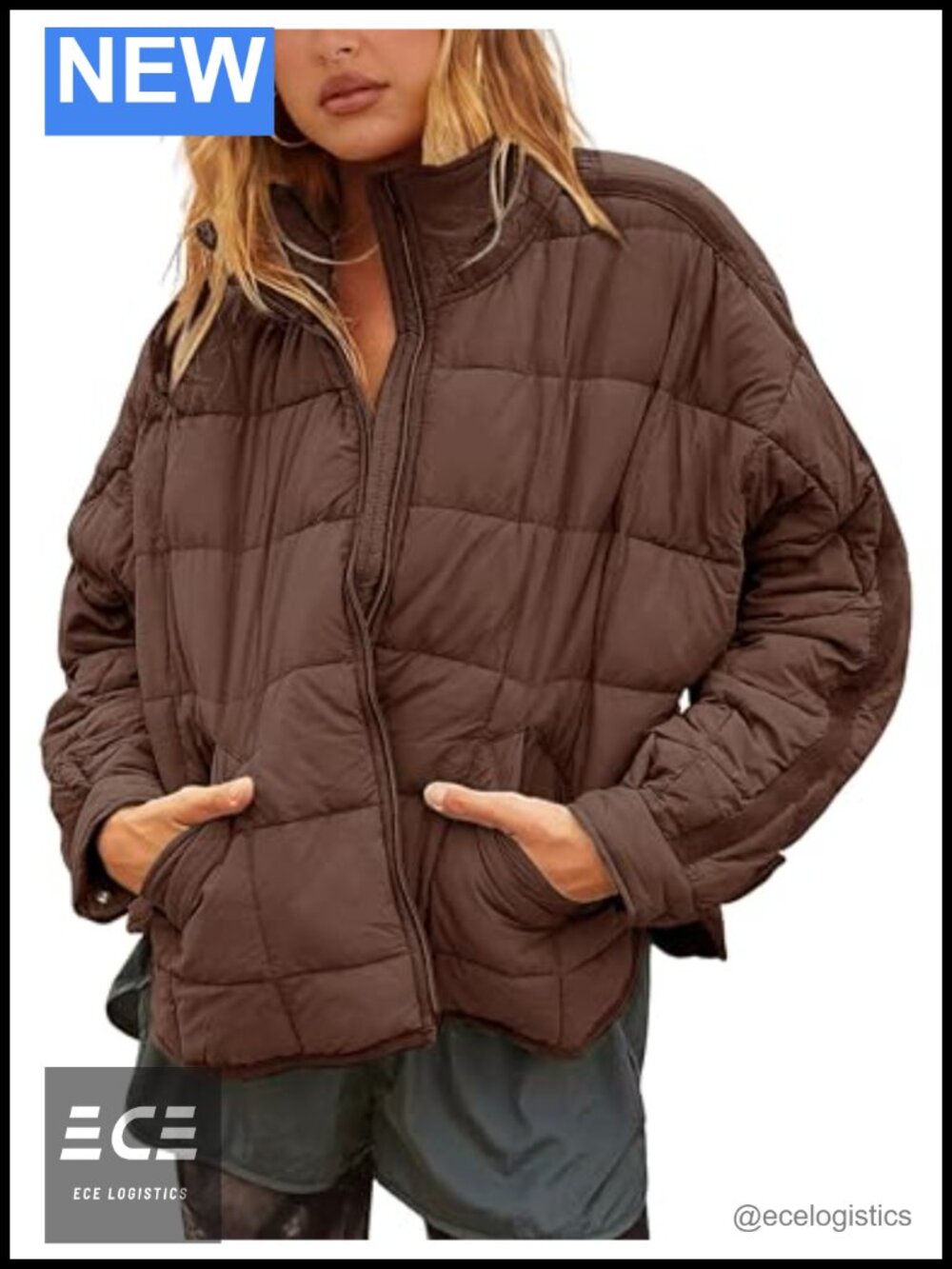 Women's Oversized Quilted Lightweight Puffer Jacket Loose Fit Shacket